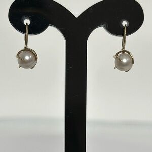10k real solid gold fresh water pearls earrings
